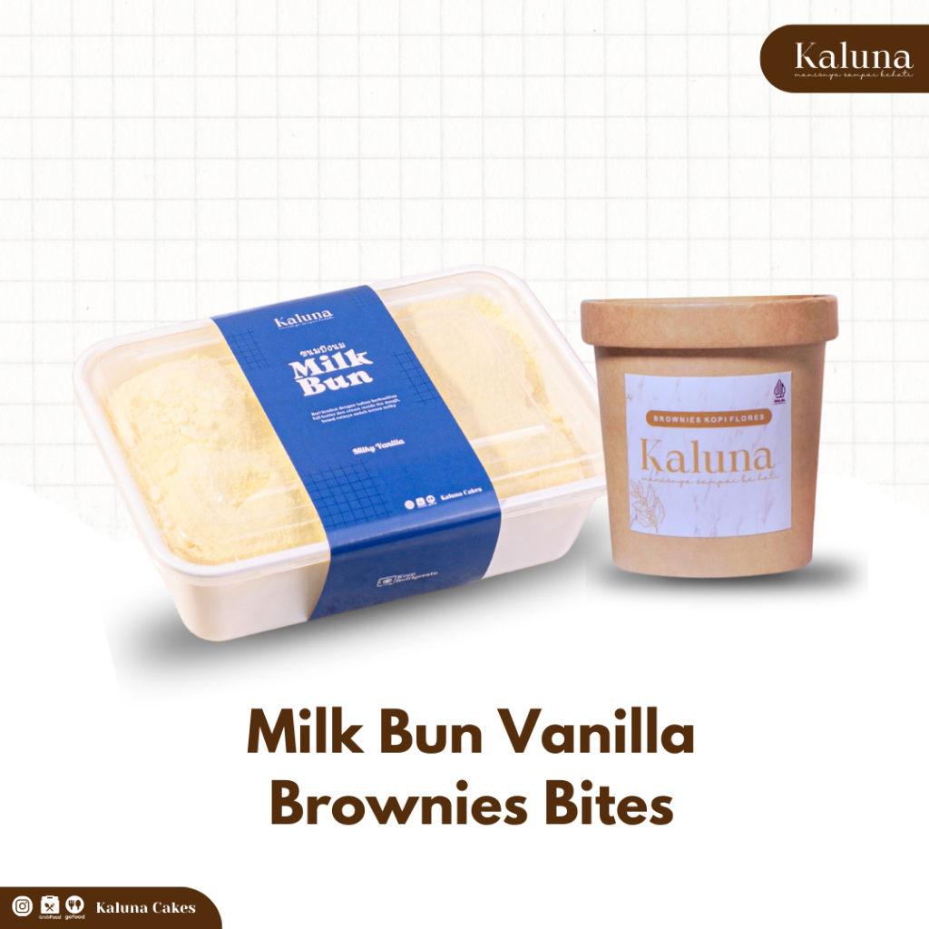 

Kaluna Cakes Paket Single Treats Fudgy Brownies Bites & Milk Bun Milky Vanilla