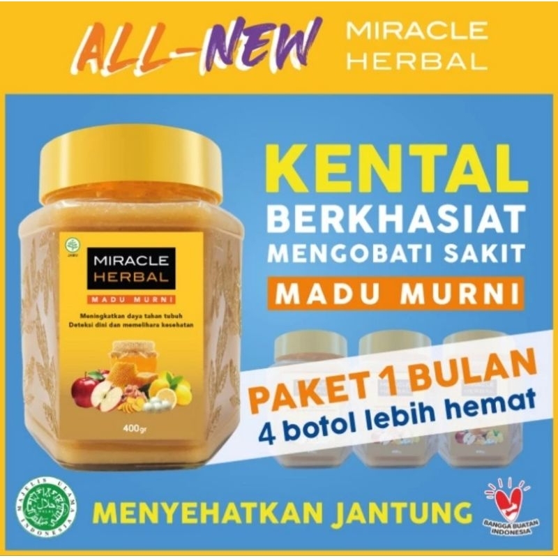 

Miracl Herbal Kemasan Baru 400ML 4Botol Madu Putih