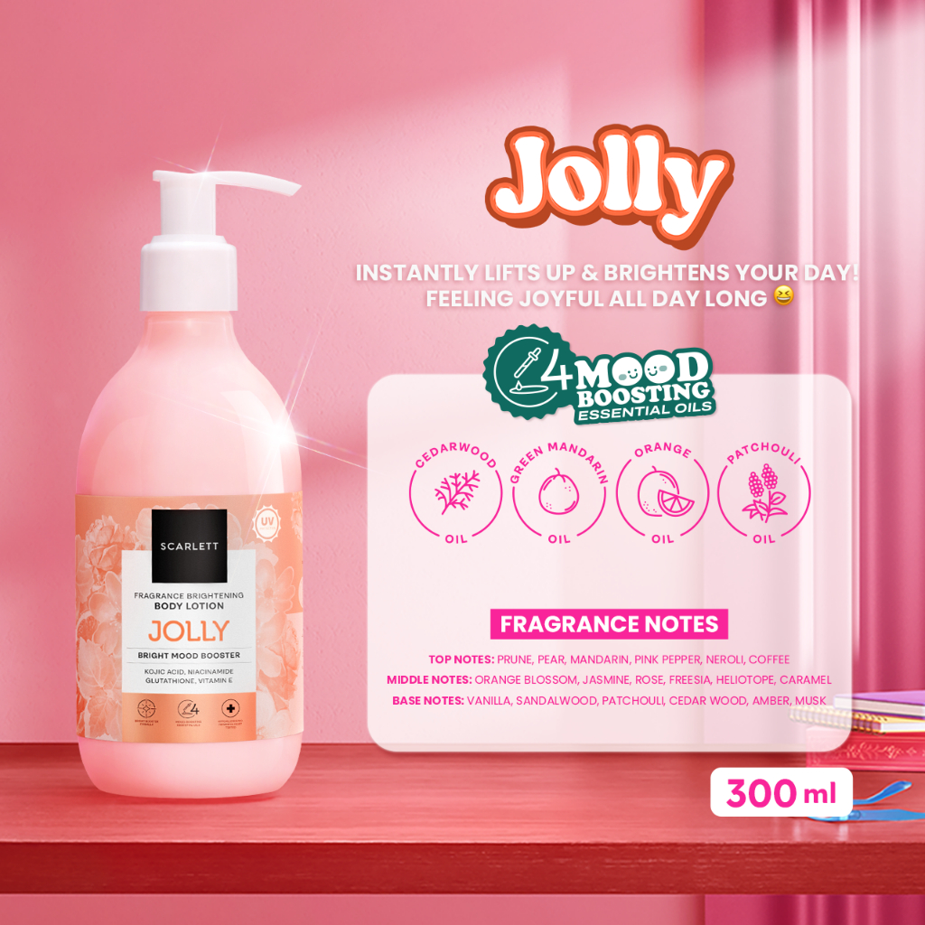 Scarlett Whitening New Fragrance Brightening Body Lotion Bright Mood Booster Jolly