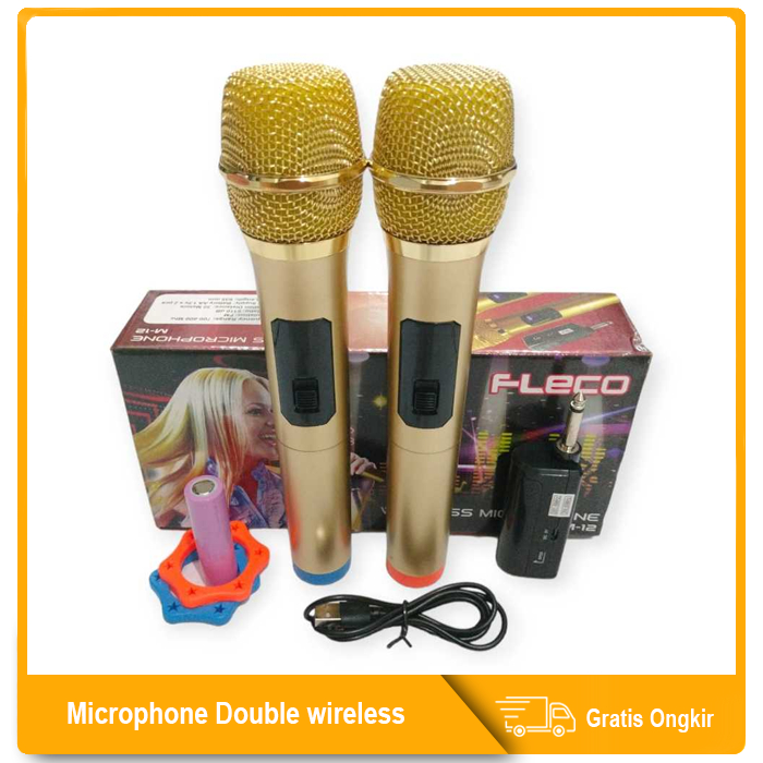 Microphone Profesional Wireless Mic Double FLECO M-12 / Microphone Double Wireless FLECO M12