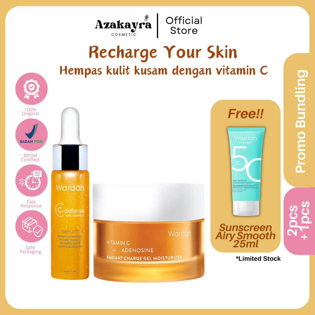 Azakayra Cosmetic - Wardah Promo Bundling C-Defense Serum & Vit C Mois