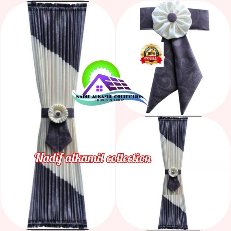 Gorden jendela kecil model miring bahan kain tebal