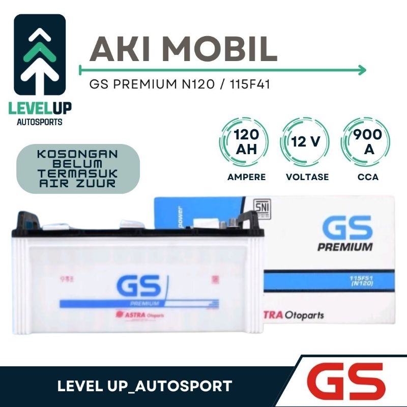 Aki basah N120 / 115F51 GS Premium 12V 120Ah