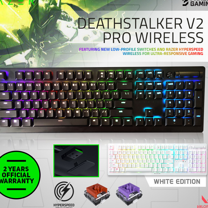 Razer DeathStalker V2 Pro White Wireless Mechanical Keyboard