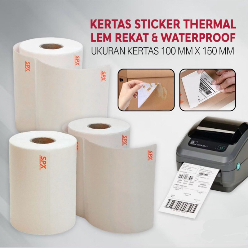 

Kertas Sticker Thermal Roll Label ukuran 100x120 250 lembar Stiker Gulungan Printer Shopee Anti Air Waterproof