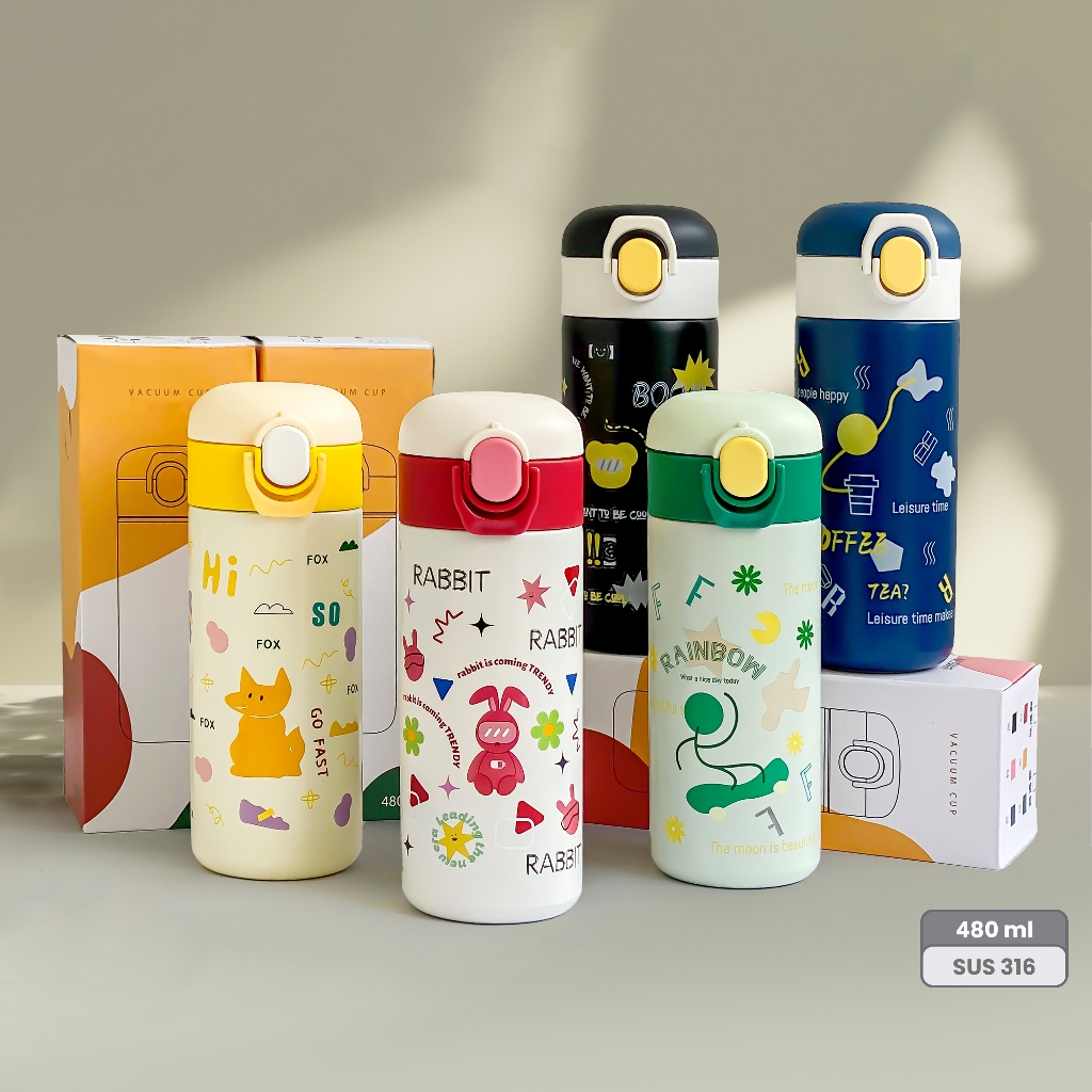 WweShop Tumbler Nexxio Botol Minum Stainless Sus 316 Tumbler Anak Termos Kartun Tahan Panas Dan Ding