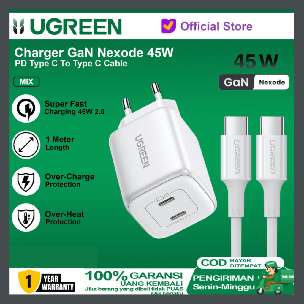Ugreen Nexode GaN Fast Charger 45 W Dual Port Type C