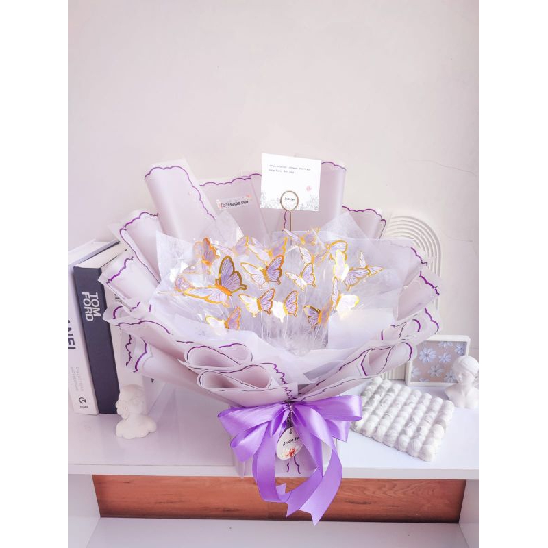 BUKET KUPU KUPU LED JUMBO / BUKET BUNGA KUPU KUPU LAMPU JUMBO