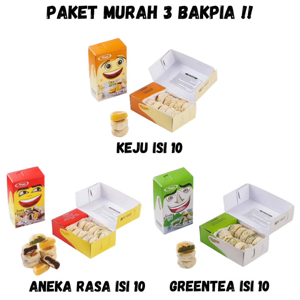 

Paket Bakpia Mutiara Jogja isi 10 (keju, Aneka Rasa & Greentea)