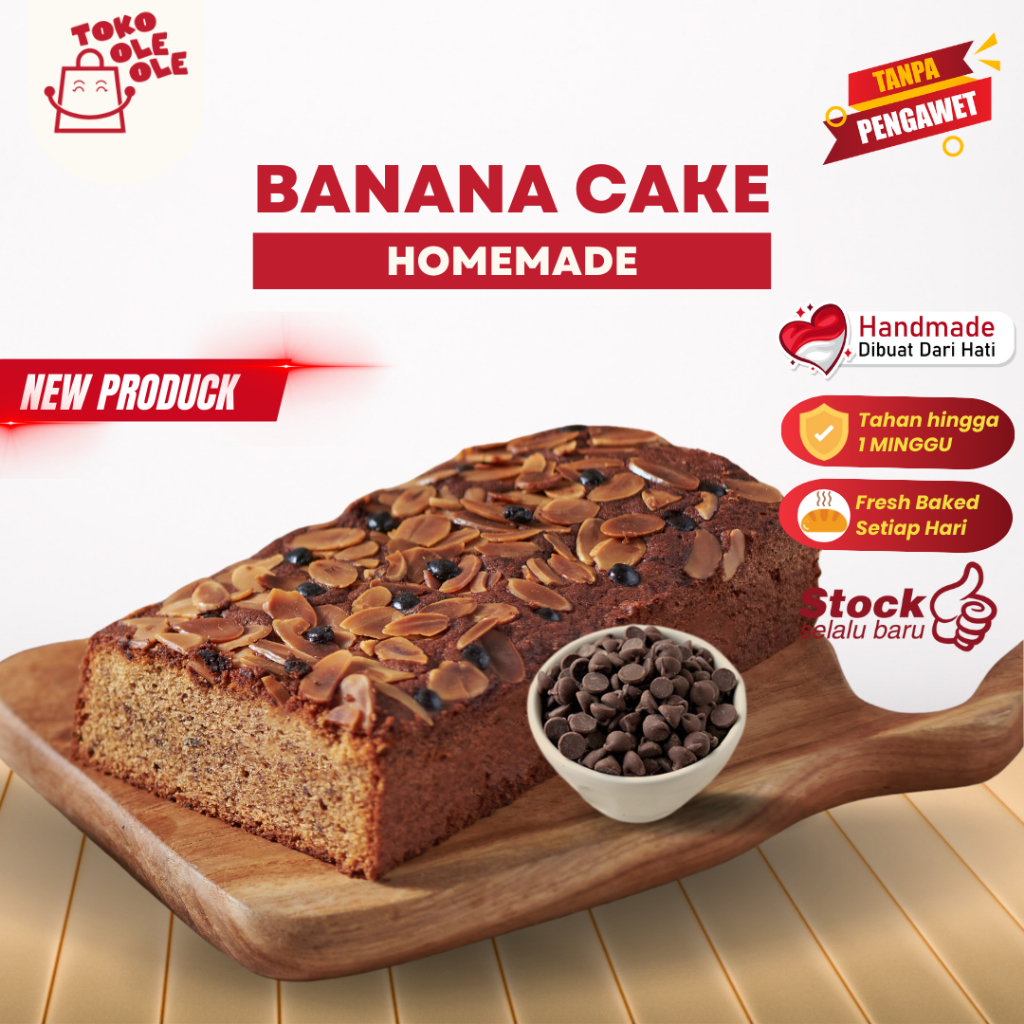 

Banana Cake Chocochips Banana Bread Gluten Free/Kue Pisang Oleh Oleh Surabaya/Banana Cake Prima rasa