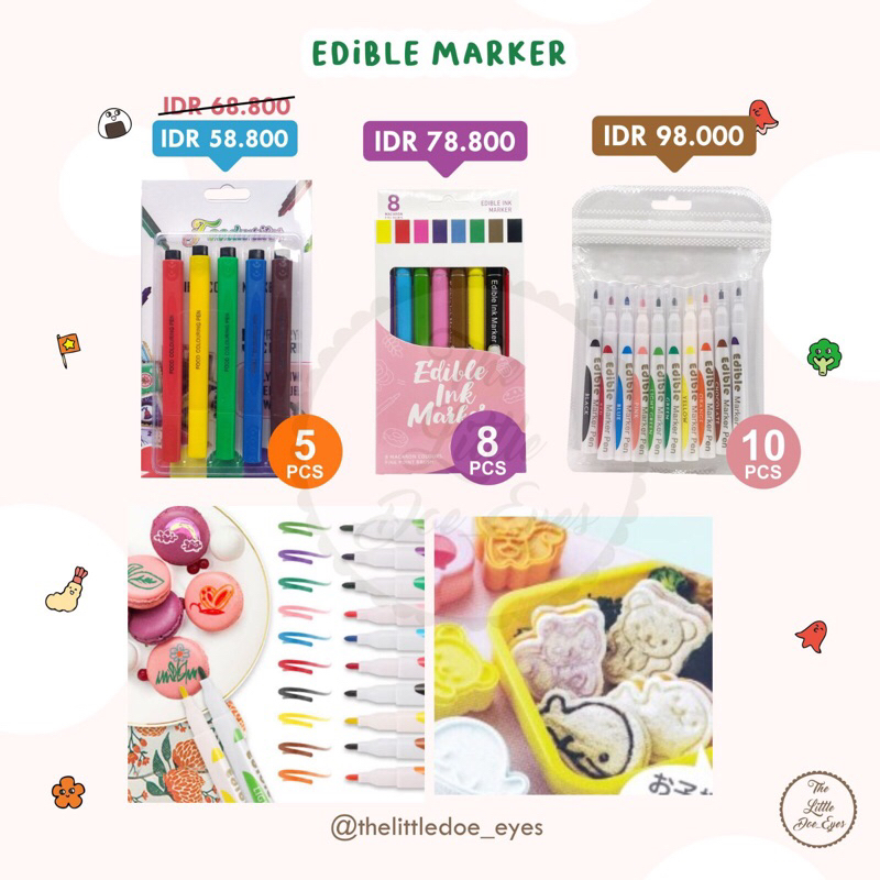 

Edible Marker Pen Bento - Spidol Makanan penghias roti / kue / bento