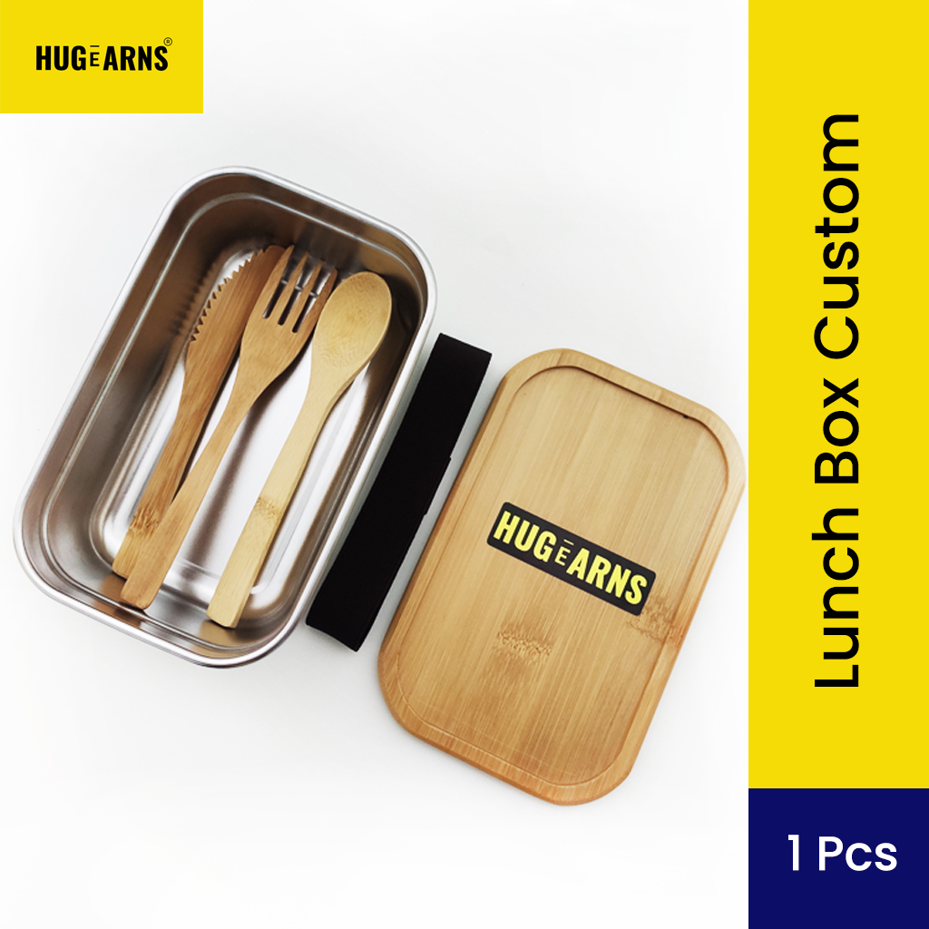 HUGeARNS - Bamboo Lunch Box Custom Tempat Bekal Kotak Makan Bambu Stainless Custom Polypropylene Cus