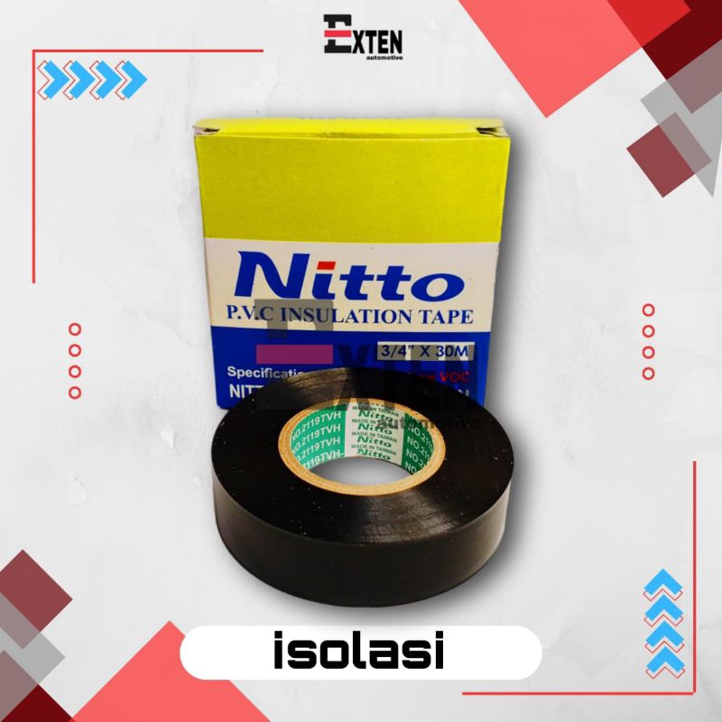 ISOLASI NITTO  PEREKAT UNTUK KELISTRIKAN KABEL MOBIL DAN BANGUNAN TAPE HITAM  ORIGINAL