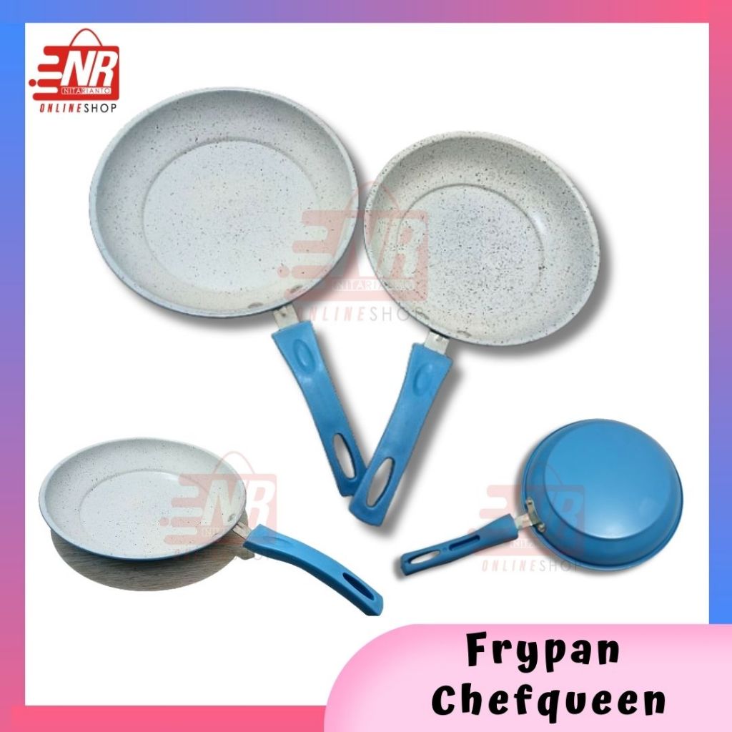 Frypan Chefqueen - Frypan Warna Warni - Frypan Anti Lengket - Frypan Teflon Marble