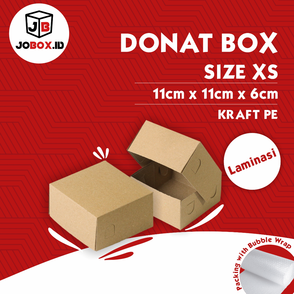 

Box Donat XS isi 1 Kraft FULL LAMINASI 11x11x6 cm / Box Kraft size XS / Dus Donat isi 1 / Box Donat murah / Box Ivory / Box Ivory Donat