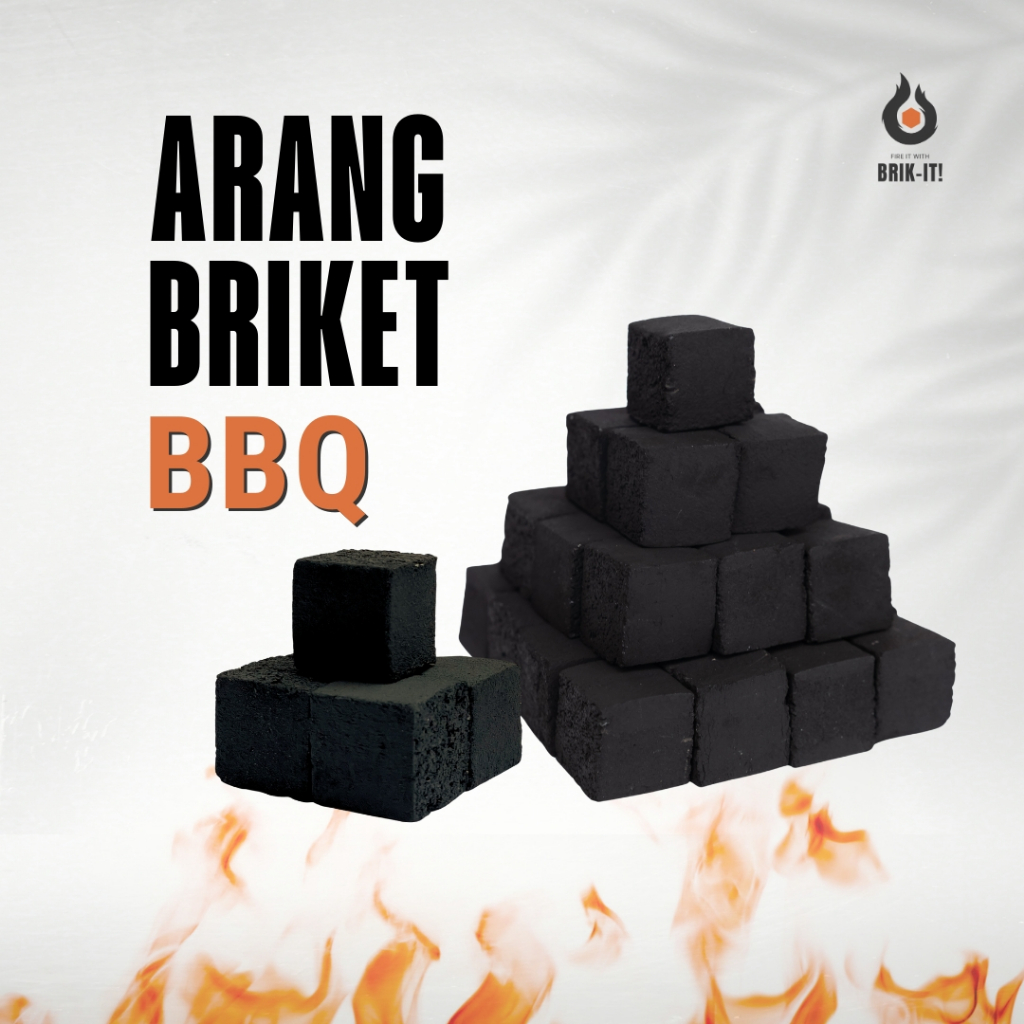 Briket Arang Cube Kotak Panas Lama Tanpa Asap - Arang Briket - 1 Kg | Brik-It