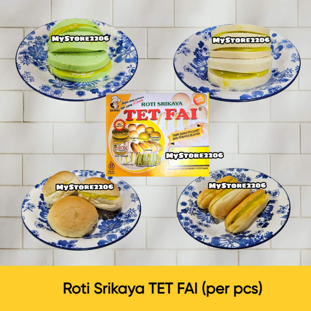 

Roti Srikaya TET FAI TETFAI (Kukus Ori, Kukus Pandan, Goreng, Panggang) Singkawang Kalimantan