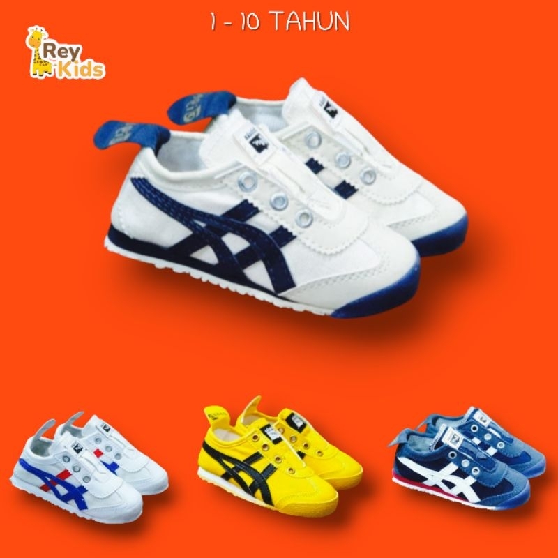 SEPATU ANAK ONITSUKA TIGER KIDS SLIP ON , Sepatu Anak Sekolah TK Paud SD Unisex Terbaru Sneaker Hita