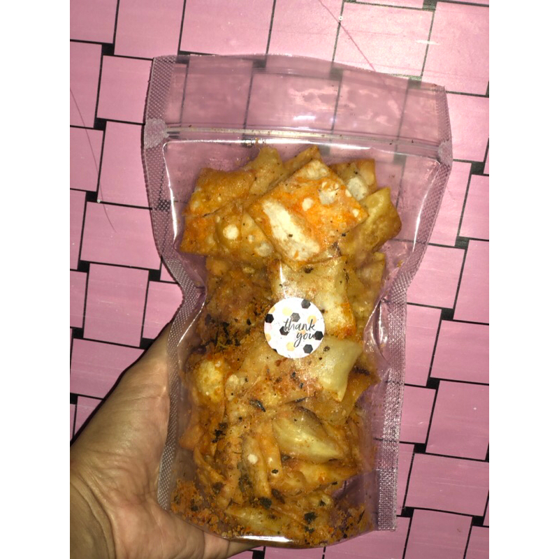 

keripik pangsit daun jeruk | cemilan gurih | cemilan santai | renyah