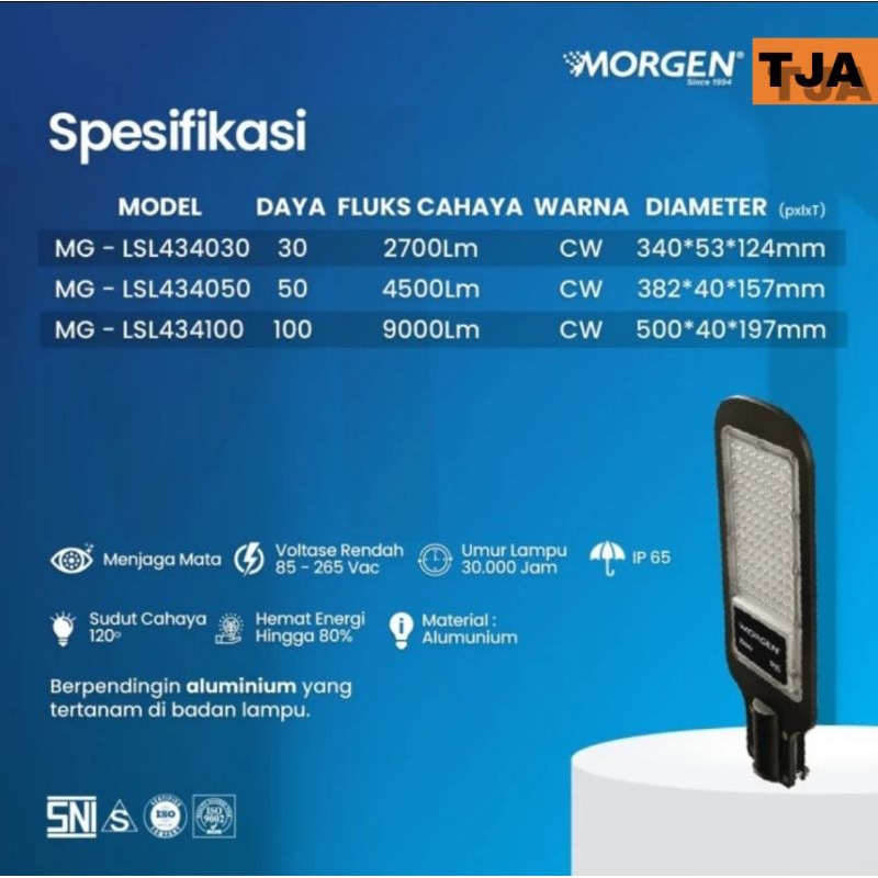 LAMPU JALAN MORGEN TYPE MG-SL 4340 ,30,50,100 WATT