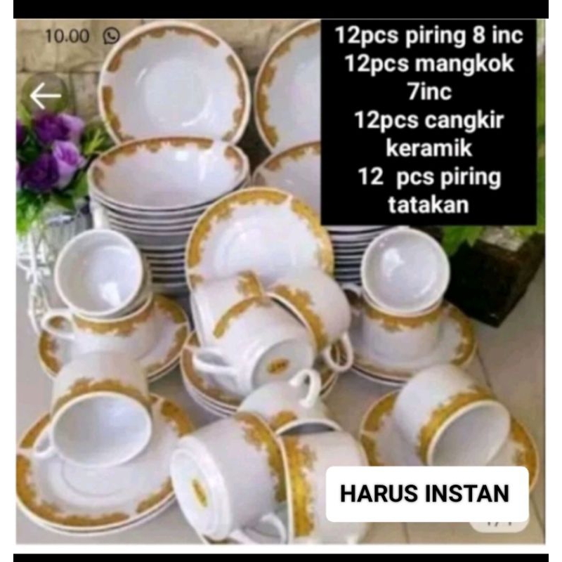 PIRING MAKAN KERAMIK MAHKOTA MANGKOK KERAMIK MAHKOTA CANGKIR KERAMIK MAHKOTA HARGA SATU PAKET