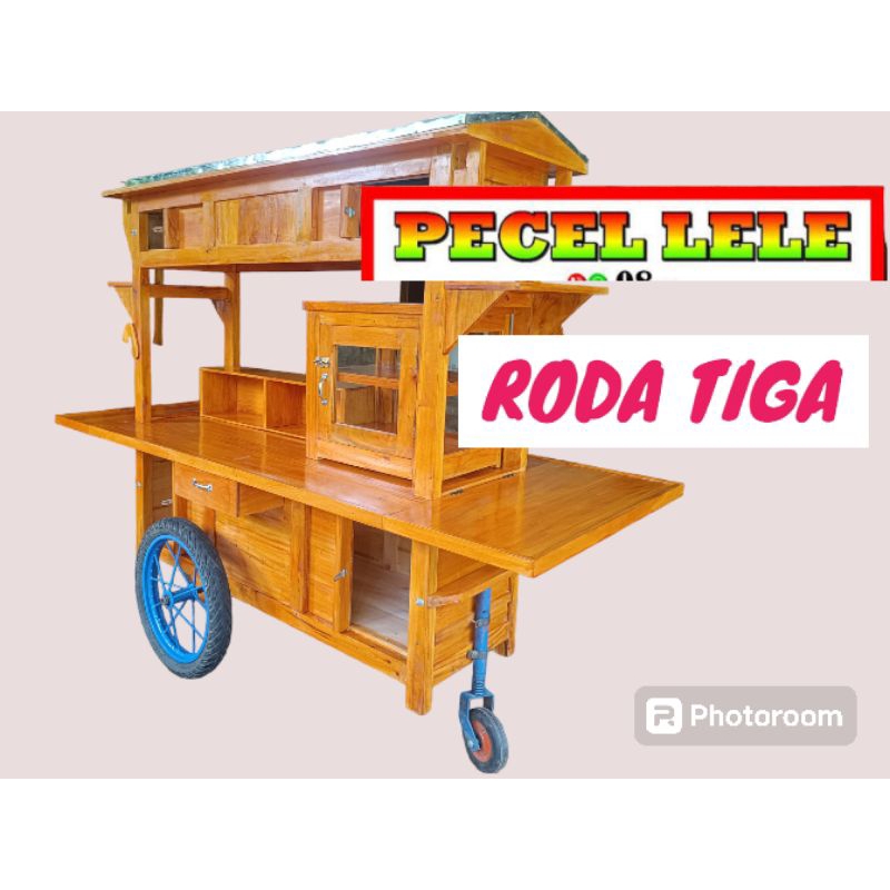 GEROBAK JUALAN  PECEL AYAM DAN PECEL LELE RODA TIGA MURAH FREE ONGKIR