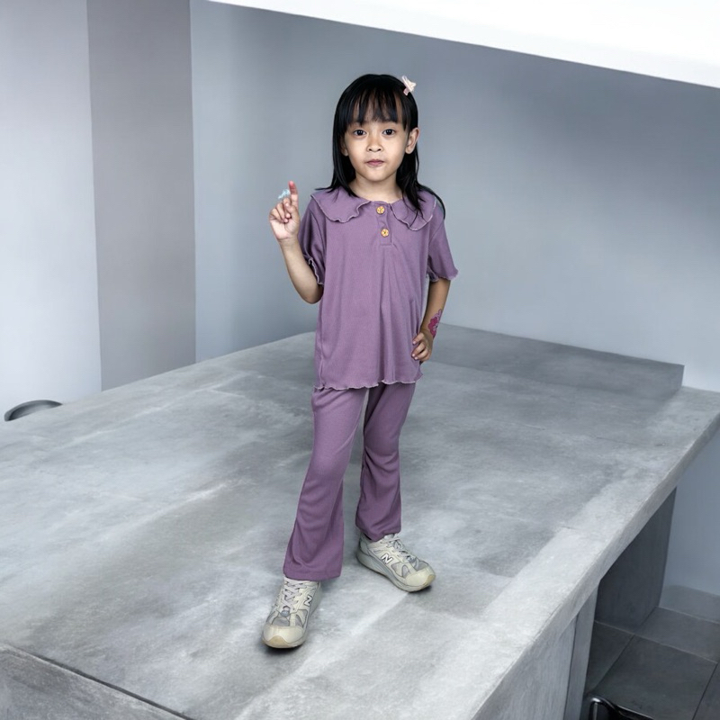 Clover one set anak perempuan azquera knit ungu