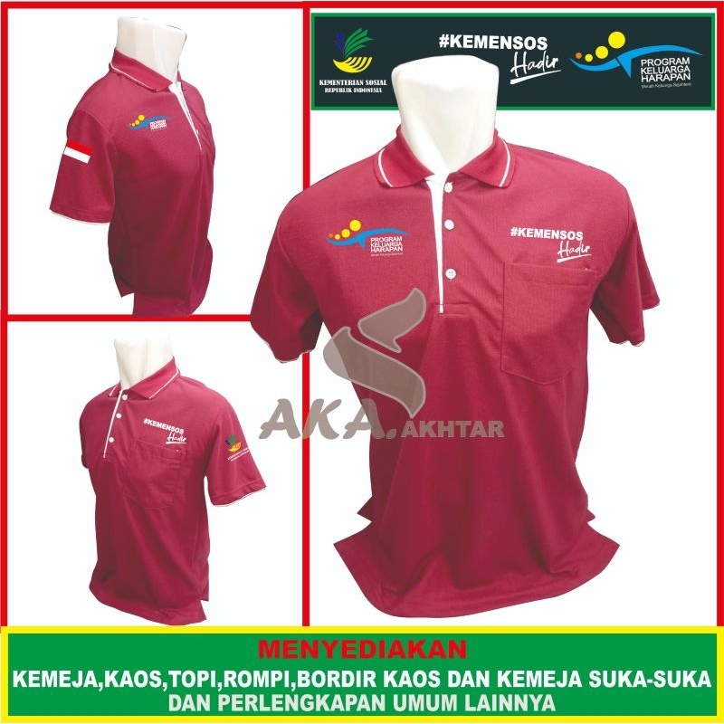 KAOS POLO PKH MERAH MAROON KAOS KERAH PKH KAOS KEMENSOS HADIR KAOS KERAH KEMENTERIAN SOSOIAL RI KAOS