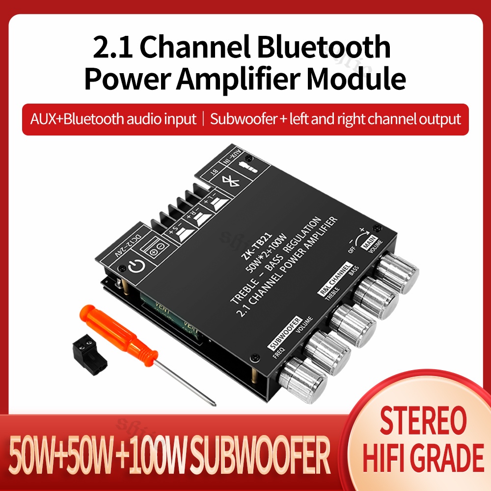 amplifier bluetooth Bass 2.1 Channel Bluetooth Modul Penyesuaian Tinggi dan Bass 2.1 Channel Bluetoo