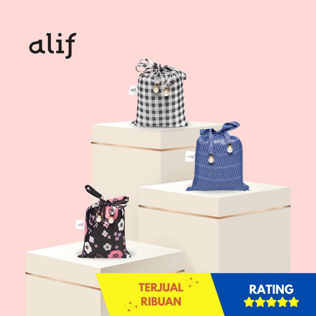 Mukena Travel Mini Pouch Alif Wanderlust Collection By Alif Modern Wear Bahan Parasut Premium Korea