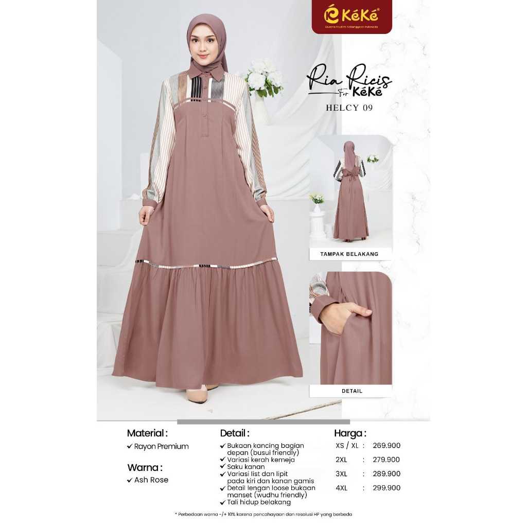 Gamis KEKE HELCY 09 / Gamis Dewasa / Gamis Muslimah / Gamis Daily
