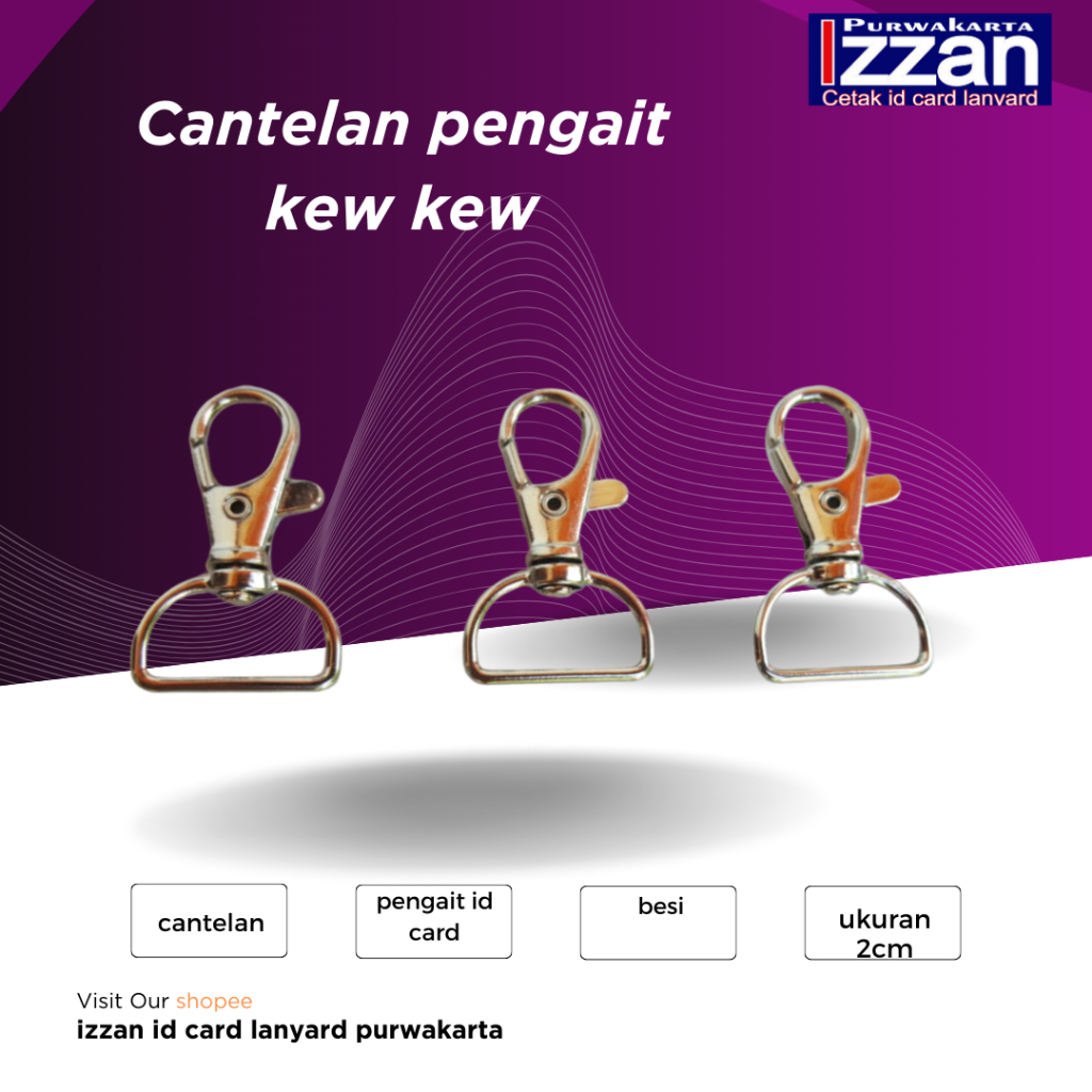 

KEW KEW Kait Besi Cantelan Gantungan Pengait Pita Lanyard ID Name Card ukuran 2,5cm