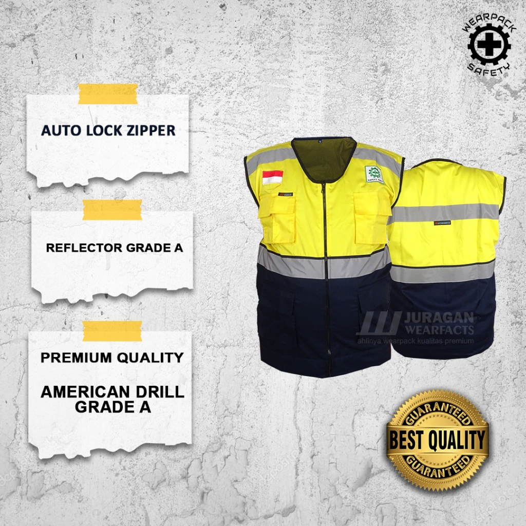 Rompi Safety JUMBO Warna Kuning Kombinasi Navy
