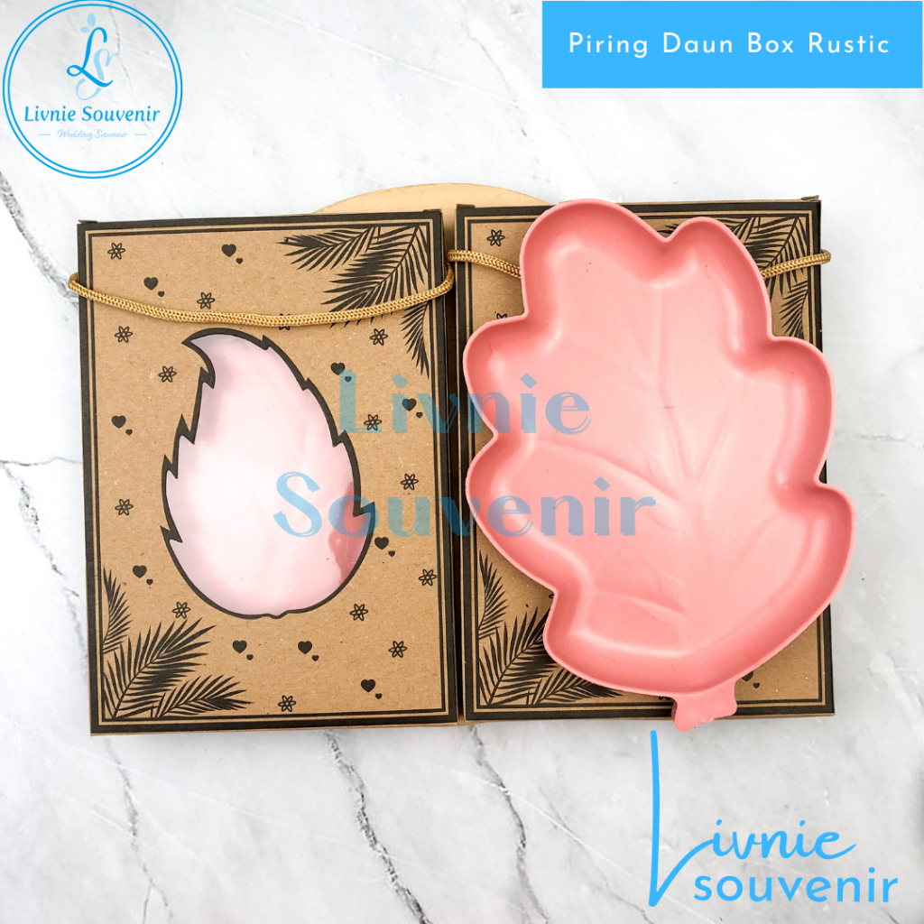Souvenir Piring Daun Box Cokelat/Mika