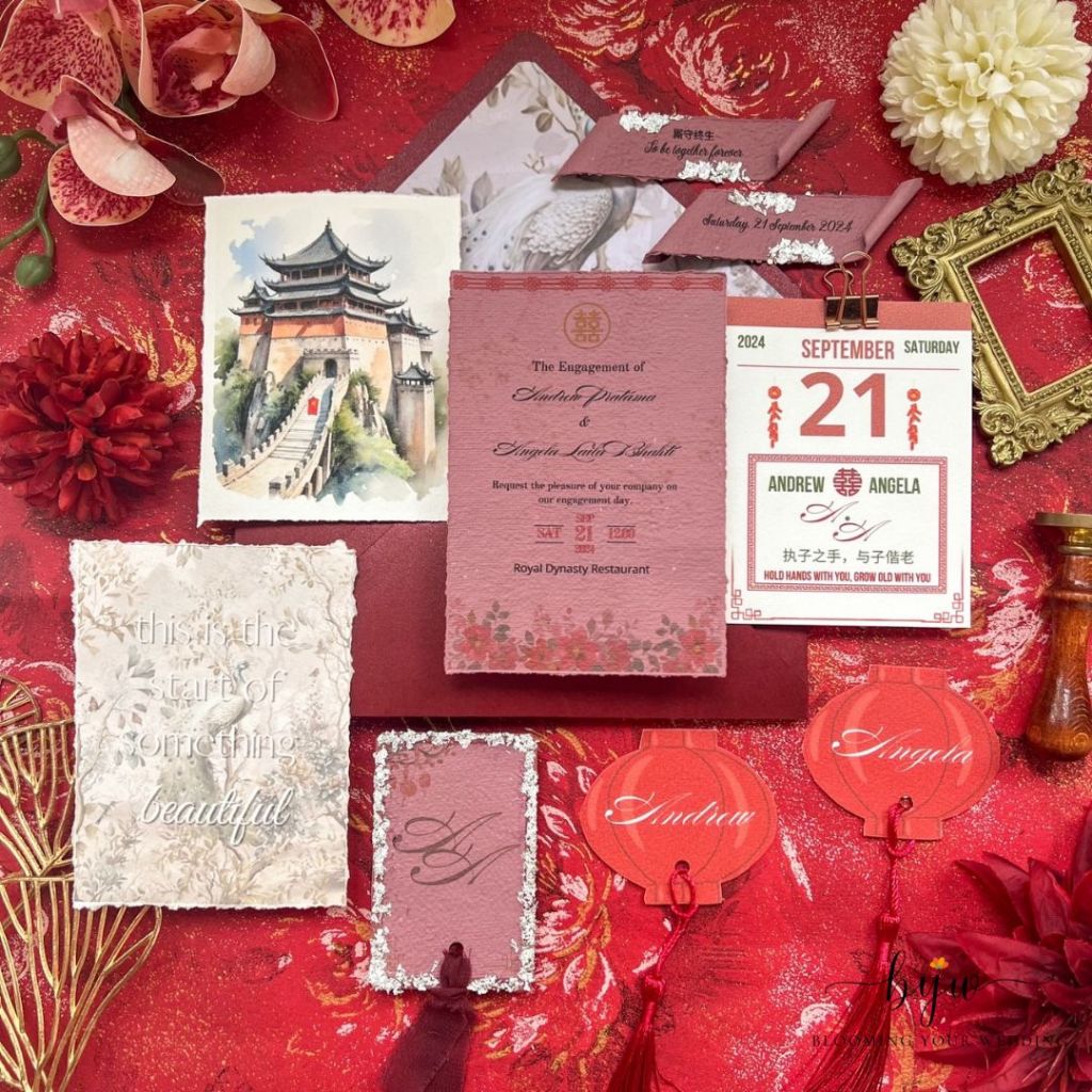 bloomingyourwedding sangjit keepsake wedding keepsake stationery chinese keepsake red shuan xi invit