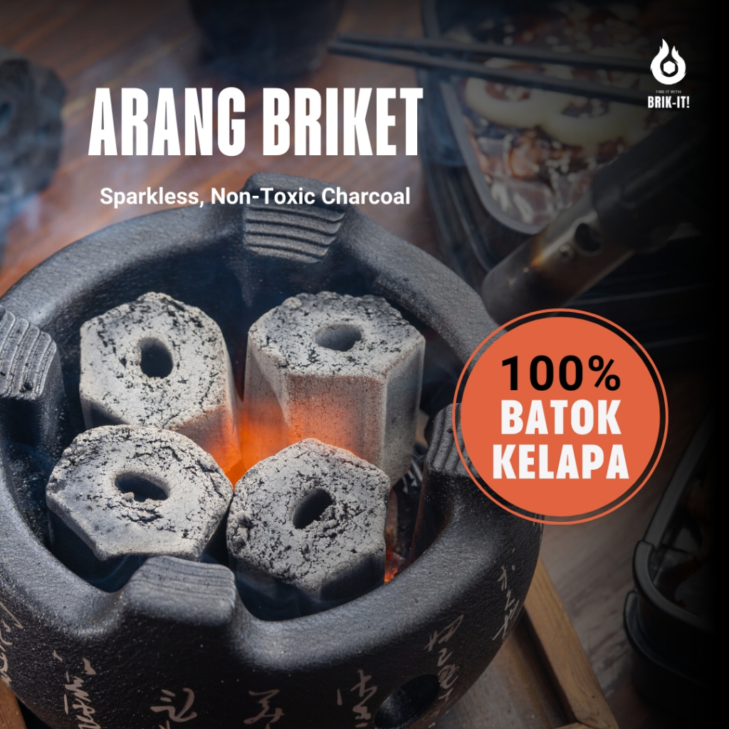 Briket Arang Hexagonal Panas Awet - Arang Briket - 1 Kg | Brik-It