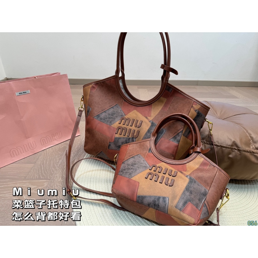 2024 New Miumiu Miu Miu Basket Tote Bag Shoulder Crossbody Bag