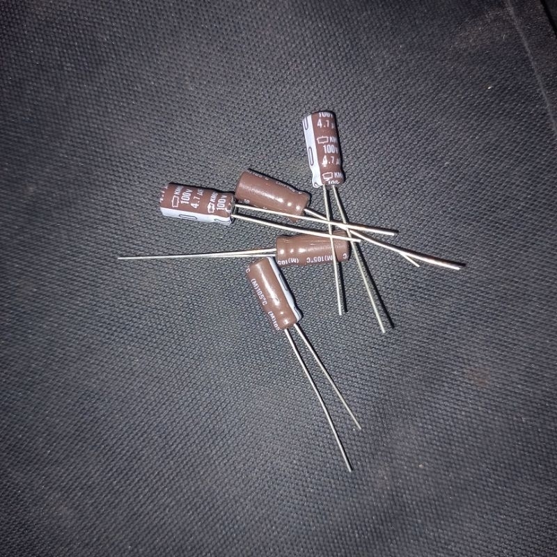 kapasitor nippon 4.7uf 100v elko elco capasitor 4.7 uf 100 v 4,7uf 4,7