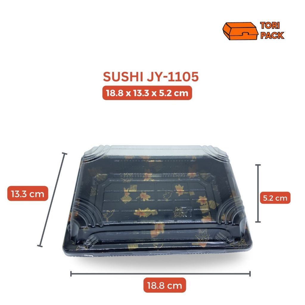 mika sushi tray gold leaf + tutup JY 1105