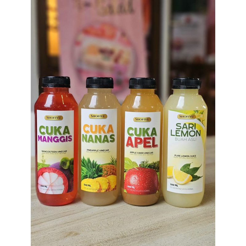 

cuka apel , cuka nanas , cuka manggis, sari lemon shofiyu Java hills