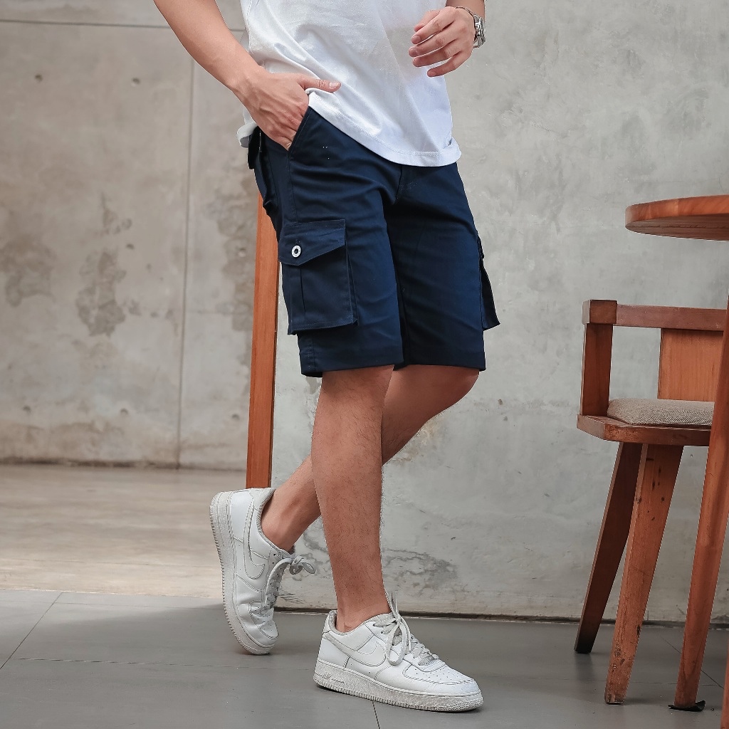 Celana Cargo Pendek Pria Navy