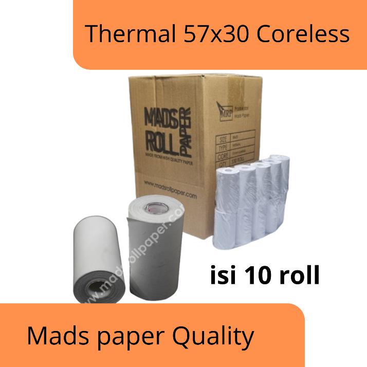 

KERTAS THERMAL EDC 57X30 / 58X30 KERTAS STRUK THERMAL 30 MM CORELESS
