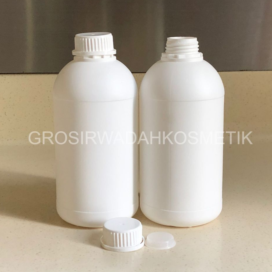 Botol Plastik HDPE + Tutup 1000ml PUTIH DOFF