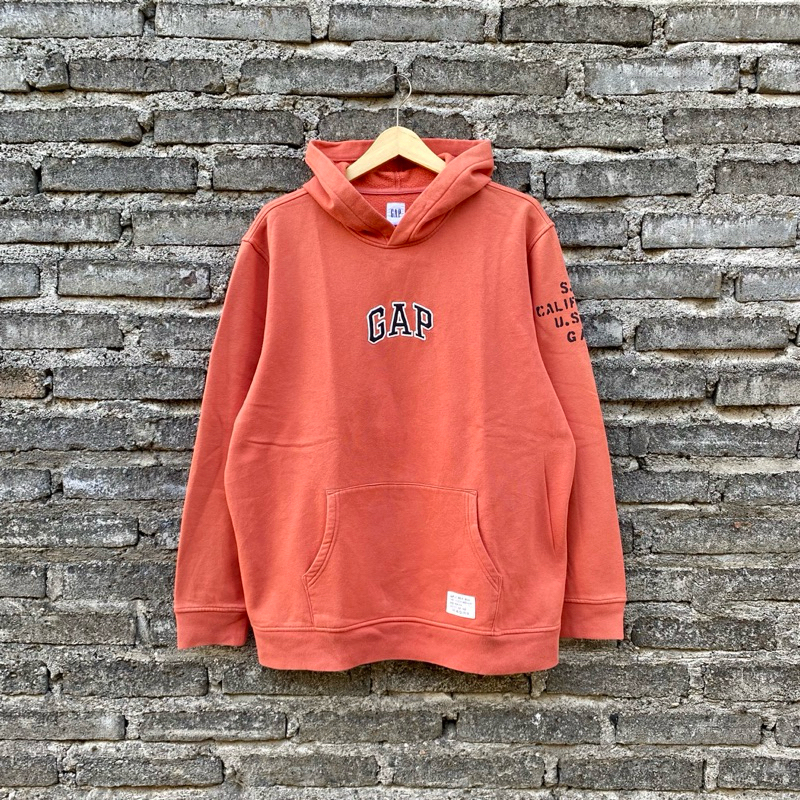 HOODIE GAP SMALL LOGO CENTER ORANGE SECOND ORIGINAL 100%