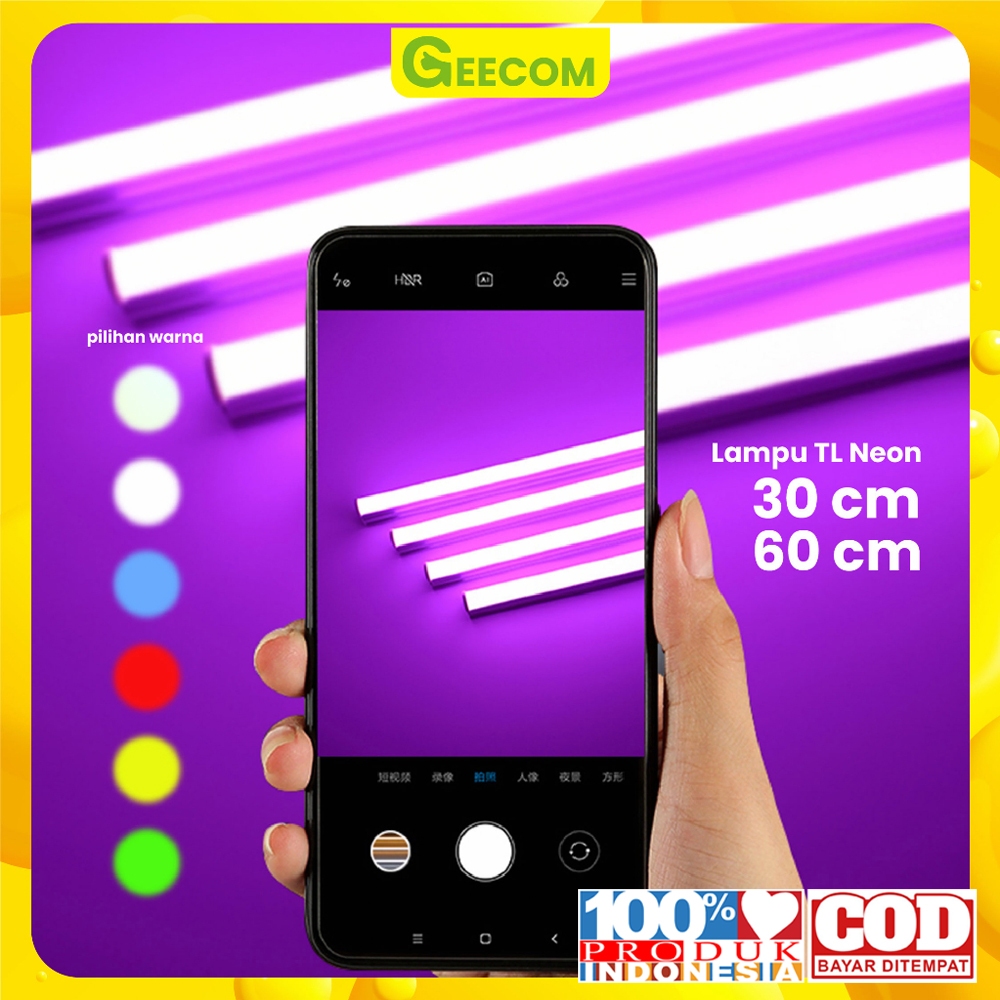 Lampu TL Neon / Lampu T5 LED 30cm 60cm Warna Warni