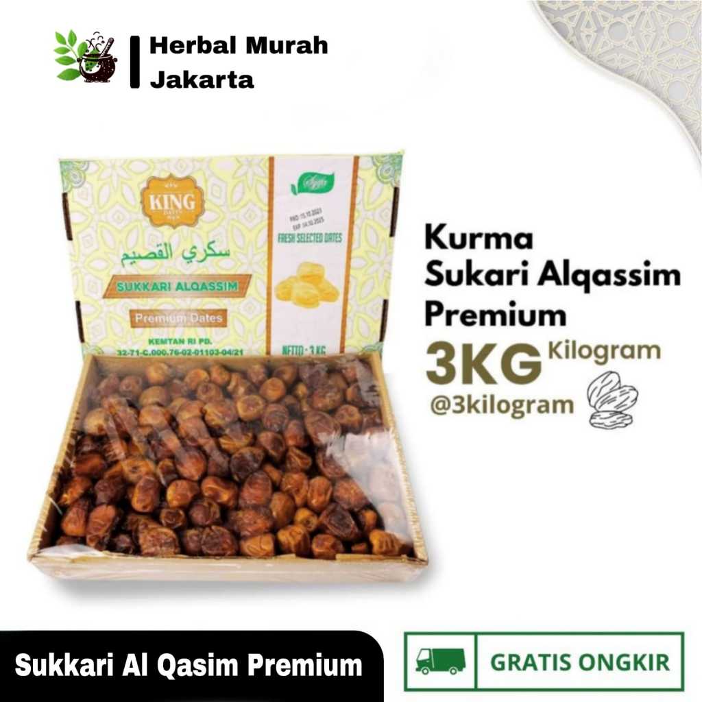 

King Dates Kurma Sukkary Al Qasim Premium 3kg Kurma Raja Sukari Legit