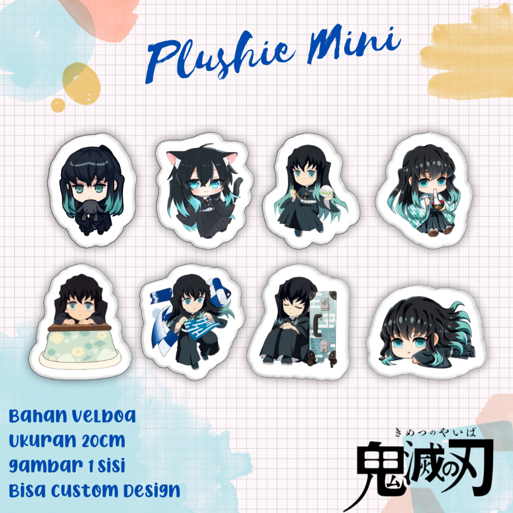 Boneka plushie mini muichiro anime  kimetsu no yaiba / demon slayer