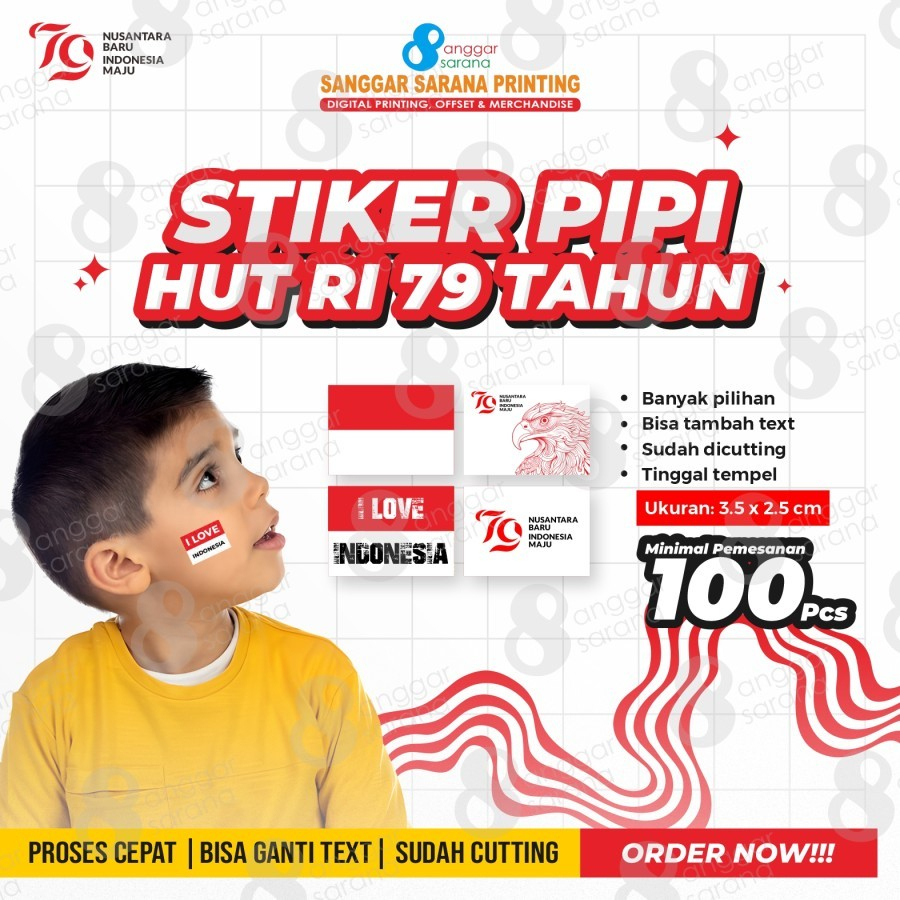 

STIKER MERAH PUTIH / STIKER PIPI HUT RI MIN.100PCS