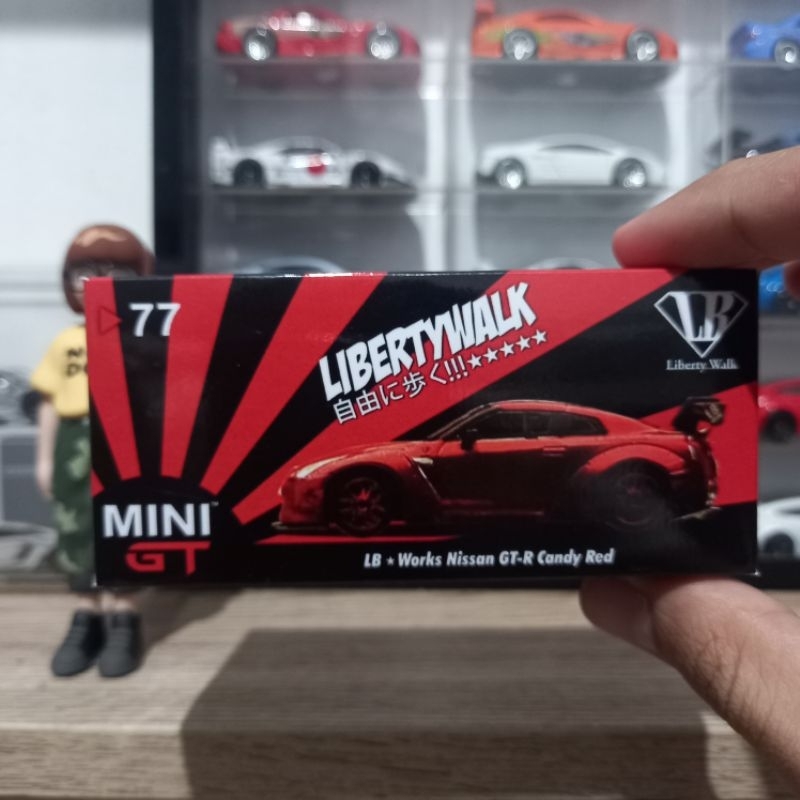 Custom Box #77 Nissan GT-R R35 LBWK Candy Red MiniGT