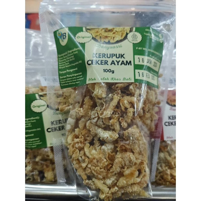 

KERIPIK CEKER AYAM KHAS BALI RASA ORIGINAL & BUMBU PEDAS 100 GR "BANYUASRI" ASLI BALI + BUBBLE WRAP